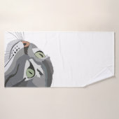 Gray Cat Face Badehandtuch (Badehandtuch)
