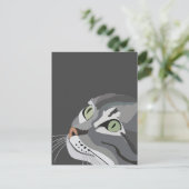 Gray Cat Face Postkarte (Stehend Vorderseite)