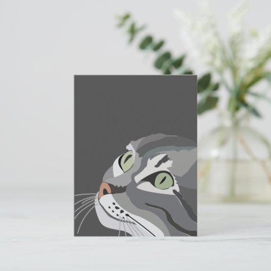 Gray Cat Face Postkarte (Stehend Vorderseite)