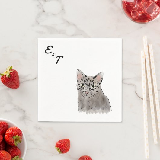 Gray Cat Hochzeit Cocktail Serviette (Beispiel)