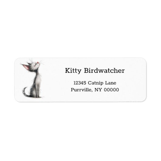 Gray Cat Illustration Rücksendeadresse (Vorne)