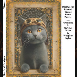 Gray Cat in Ornate Steampunk Stye DZ8 Decoupage  Seidenpapier