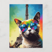 Gray Cat in Paris Postkarte (Vorderseite)
