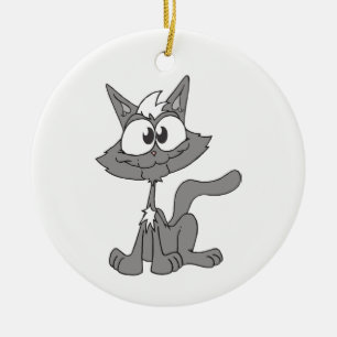 Gray Cat Keramik Ornament