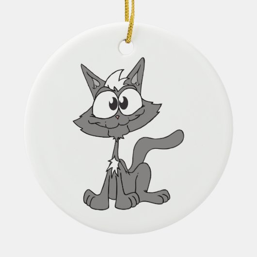 Gray Cat Keramik Ornament (Vorne)