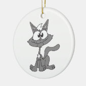 Gray Cat Keramik Ornament (Links)