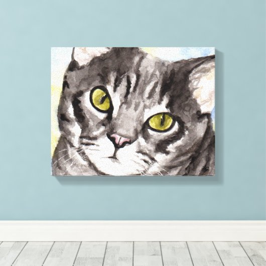 Gray Cat Leinwanddruck (Insitu (Holzboden))