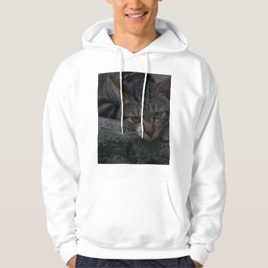 Gray Cat Looking Hoodie (Vorderseite)