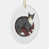 Gray Cat Lying Down Keramikornament (Rechts)