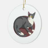 Gray Cat Lying Down Keramikornament (Links)