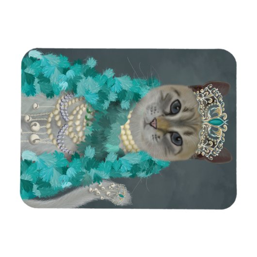 Gray Cat | Mit Glockenportrait verziert Magnet (Horizontal)
