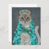 Gray Cat | Mit Glockenportrait verziert Postkarte (Vorne/Hinten)