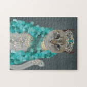 Gray Cat | Mit Glockenportrait verziert Puzzle (Horizontal)