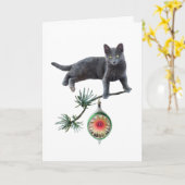 Gray Cat mit Ornament Card Karte (Gelbe Blume)