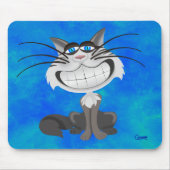 Gray Cat on Blue - Maus Pad Mousepad (Vorne)
