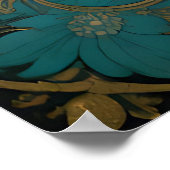 Gray Cat Ornate Floral Frame Poster (Ecke)