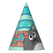 Gray Cat Party Time Partyhütchen (Vorderseite)