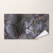 Gray Cat Portrait Badhandtuch Set (Handtuch)
