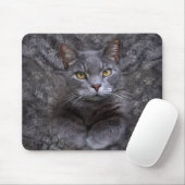 Gray Cat Portrait Mousepad (Mit Mouse)