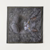 Gray Cat Portrait Wandteppich (Vorderseite (Horizontal))