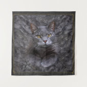 Gray Cat Portrait Wandteppich (Vorderseite)