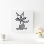 Gray Cat Quadratische Wanduhr (Zuhause)
