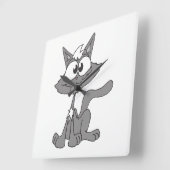 Gray Cat Quadratische Wanduhr (Winkel)