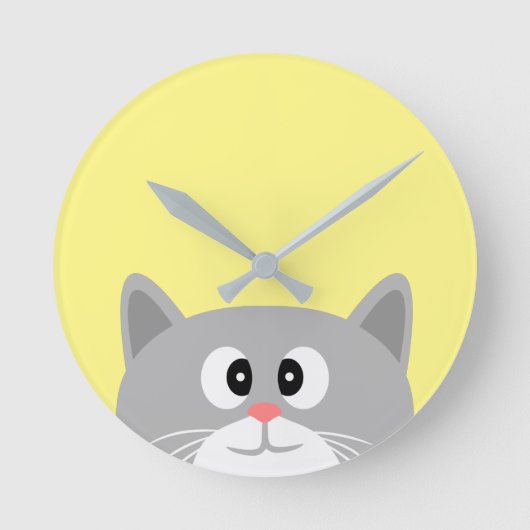 Gray Cat Runde Wanduhr (Vorderseite)