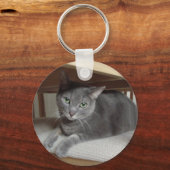 Gray Cat Russian Blue Schlüsselanhänger (Vorderseite)