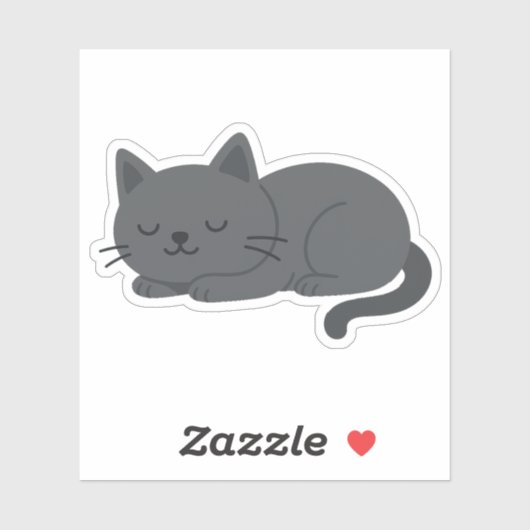 Gray Cat Sleeping Peacefully – Minimalist Cat Art Aufkleber (Blatt)