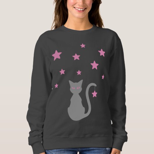 Gray Cat Stars Sweatshirt (Vorderseite)