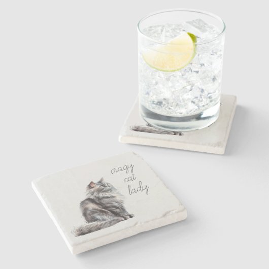 Gray Cat Steinuntersetzer (Seitenansicht)