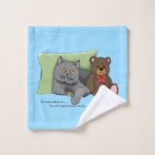 Gray Cat Teddy Bear Badhandtuch Set (Waschlappen)