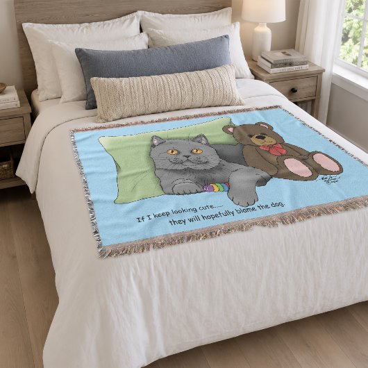 Gray Cat Teddy Bear Decke