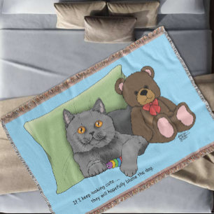 Gray Cat Teddy Bear Decke