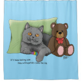 Gray Cat Teddy Bear Duschvorhang (Vorderseite)
