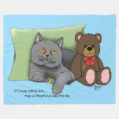 Gray Cat Teddy Bear Fleecedecke (Vorderseite (Horizontal))
