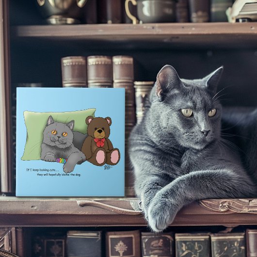 Gray Cat Teddy Bear Fliese