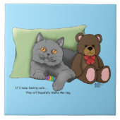 Gray Cat Teddy Bear Fliese (Vorderseite)