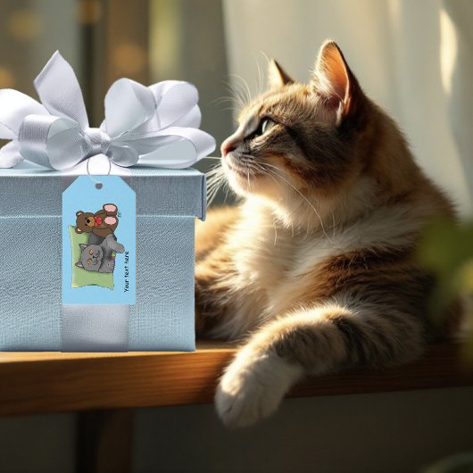 Gray Cat Teddy Bear Geschenkanhänger