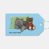 Gray Cat Teddy Bear Geschenkanhänger (Vorderseite (Horizontal))