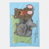 Gray Cat Teddy Bear Geschirrtuch (Vertikal)