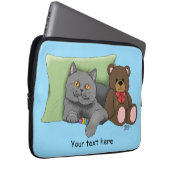 Gray Cat Teddy Bear Laptopschutzhülle (Vorne Rechts)
