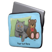 Gray Cat Teddy Bear Laptopschutzhülle (Vorderseite Links)