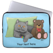 Gray Cat Teddy Bear Laptopschutzhülle (Vorderseite)