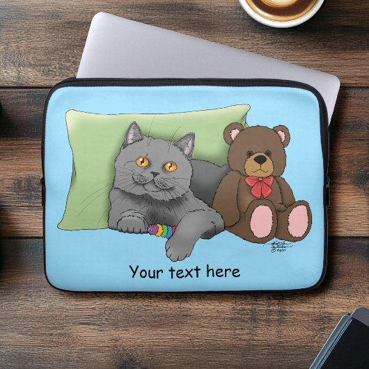 Gray Cat Teddy Bear Laptopschutzhülle