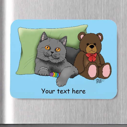 Gray Cat Teddy Bear Magnet