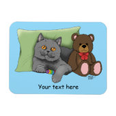 Gray Cat Teddy Bear Magnet (Horizontal)
