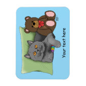 Gray Cat Teddy Bear Magnet (Vertikal)