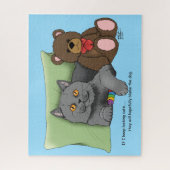 Gray Cat Teddy Bear Puzzle (Vertikal)